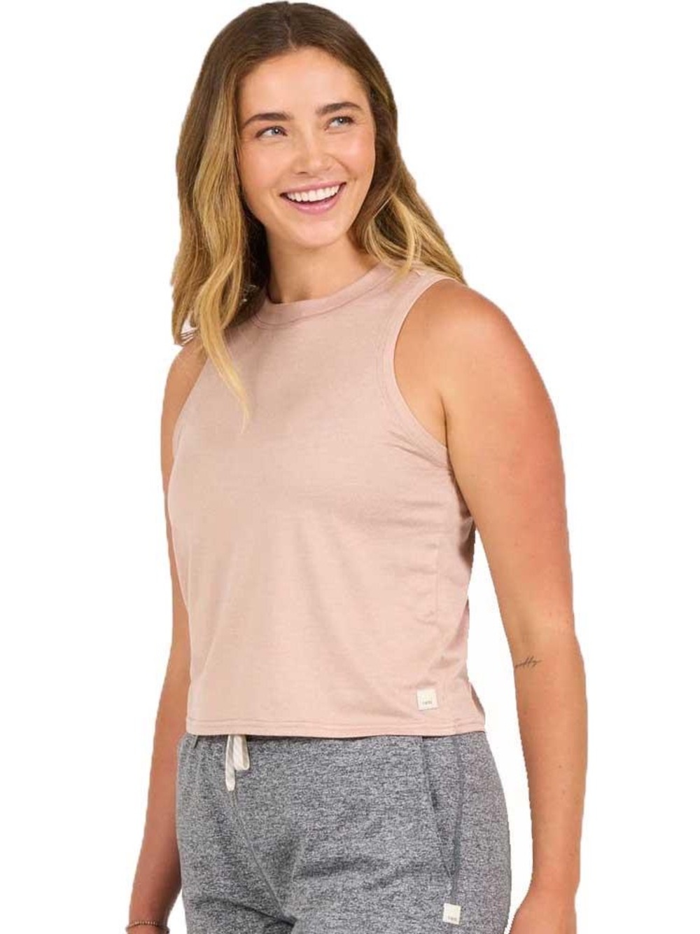 EUC Vuori Women's Energy Crop Tank Top Dogwood Heather Size Medium